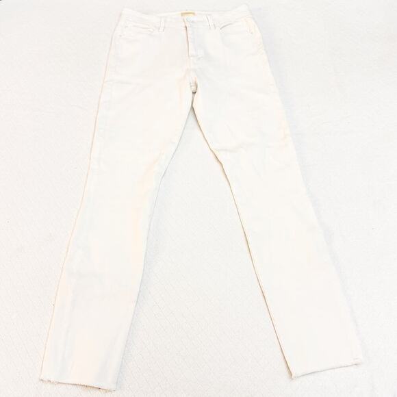 Mother High Waisted Looker Ankle Fray Glass Slipper White Denim Jeans Size 27 - Picture 2 of 11